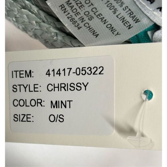 Eugenia Kim Chrissy Straw & Linen Visor in Mint NWT One Size
